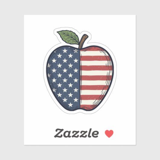 Patriottische Apple Vintage Gravure Vector Design_ Sticker (Vel)
