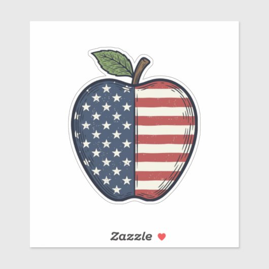 Patriottische Apple Vintage Gravure Vector Design_ Sticker (Vel)