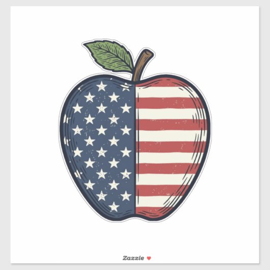 Patriottische Apple Vintage Gravure Vector Design_ Sticker (Vel)