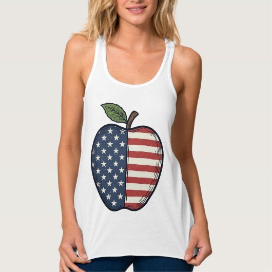 Patriottische Apple Vintage Gravure Vector Design_ Tanktop (Voorkant)