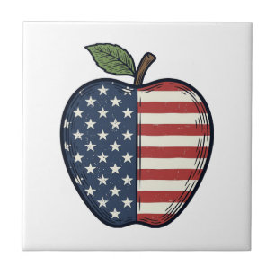 Patriottische Apple Vintage Gravure Vector Design_ Tegeltje