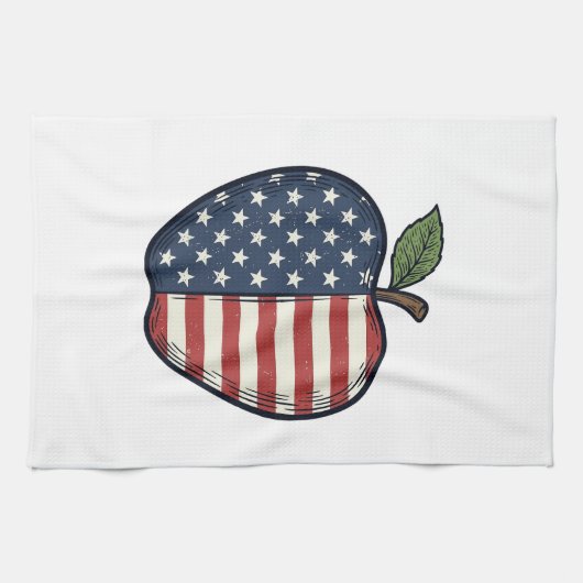Patriottische Apple Vintage Gravure Vector Design_ Theedoek (Horizontaal)