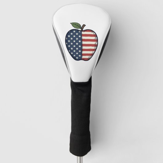 Patriottische Apple Vintage Gravure Vector Ontwerp Golfheadcover (Voorkant)