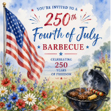 Patriottische Aquarel 250 Jaar Vierde Juli BBQ