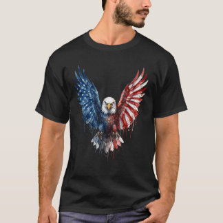 Patriottische Aquarel Witte-Kopzeearend Amerikaans T-shirt