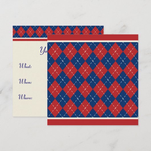 Patriottische Argyle Uitnodiging (Voorkant / Achterkant)
