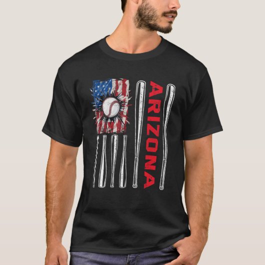 Patriottische Arizona Softball Amerikaanse vlag Ba T-shirt (Voorkant)