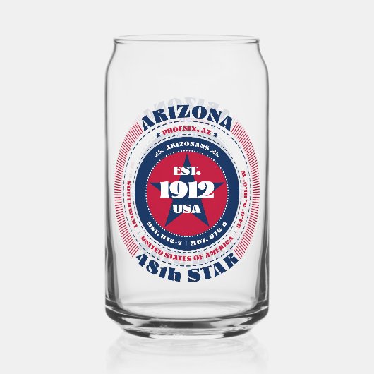 Patriottische Arizona typografie Drinkware Set Blikvorm Glas (Voorkant)