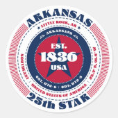 Patriottische Arkansas Circle Design Sticker (Voorkant)