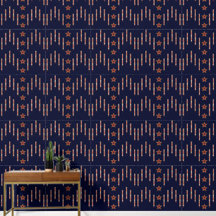 Patriottische Art Deco - Rood Ivoor op Navy Blue v Behang