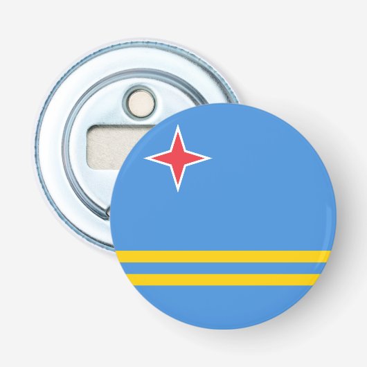 Patriottische Arubaanse vlag Button Flesopener (Voorkant)