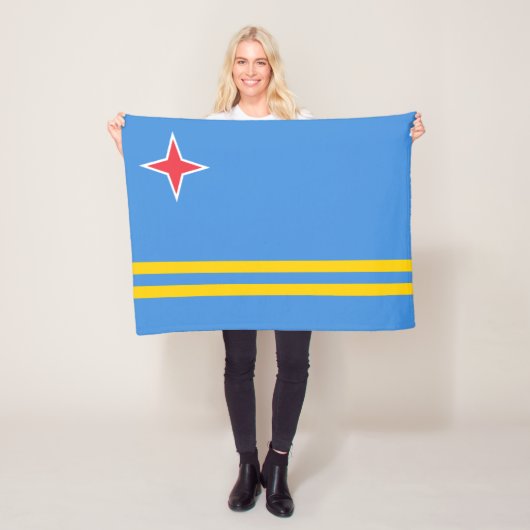 Patriottische Arubaanse Vlag Fleece Deken (In situ)