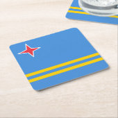 Patriottische Arubaanse vlag Kartonnen Onderzetters (Schuin)