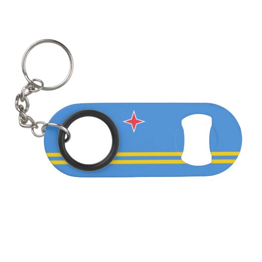 Patriottische Arubaanse vlag Mini Flessenopener (Voorkant (Horizontaal))
