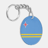 Patriottische Arubaanse vlag Sleutelhanger (Voorkant Links)