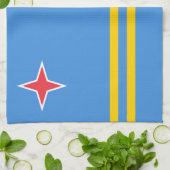 Patriottische Arubaanse vlag Theedoek (Gevouwen)