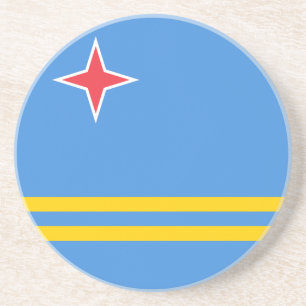 Patriottische Arubaanse vlag Zandsteen Onderzetter