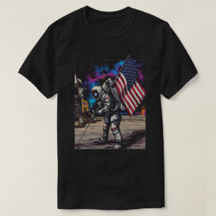Patriottische astronaut met Amerikaanse vlag T-shirt