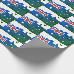 Patriottische AUSTRALIA FLAG Australian Map Blue G Cadeaupapier