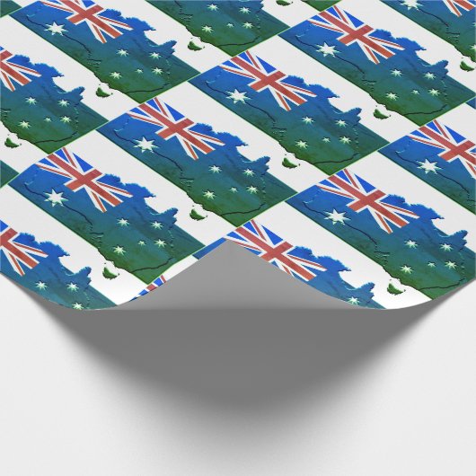 Patriottische AUSTRALIA FLAG Australian Map Blue G Cadeaupapier (Hoek)