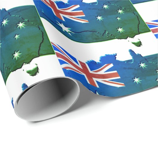 Patriottische AUSTRALIA FLAG Australian Map Blue G Cadeaupapier (Rol Hoek)