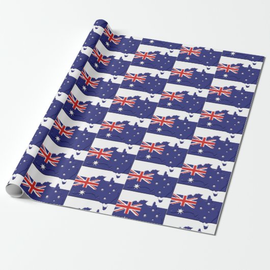 Patriottische AUSTRALIA FLAG Australian Map Outlin Cadeaupapier (Uitgerold)