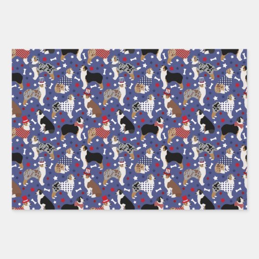 Patriottische Australian Shepherd / Aussie Dog Inpakpapier Vel (Voorkant)