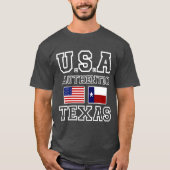 Patriottische authentic Texas en Amerikaanse vlag T-shirt (Voorkant)