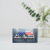 Patriottische Auto Mechanic Metalen Amerikaanse Vl Visitekaartje (Staand voorkant)