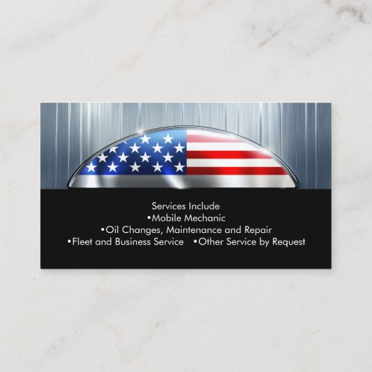Patriottische Auto Mechanic Metalen Amerikaanse Vl Visitekaartje (Achterkant)