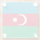 Patriottische Azerbeidzjan vlag Glazen Onderzetter (Achterkant)