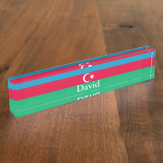 Patriottische Azerbeidzjan vlag Naambordje (Zijkant)