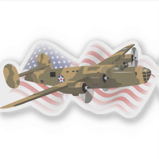 Patriottische B-24 Liberator WW2 Zware bommenwerpe Sticker (Voorkant)