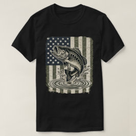 Patriottische baarsvissen VS-vlag T-shirt