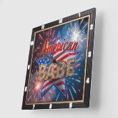Patriottische Babe Amerikaanse vlag Vierkante Klok (Hoek)