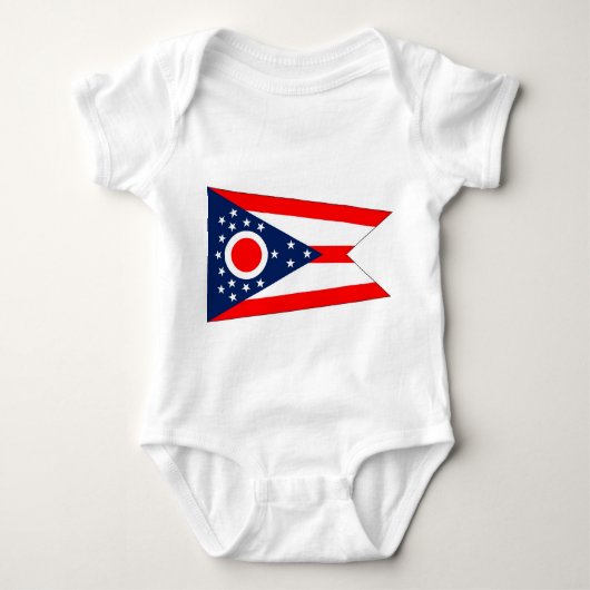 Patriottische baby bodysuit met vlag Ohio, Verenig (Voorkant)