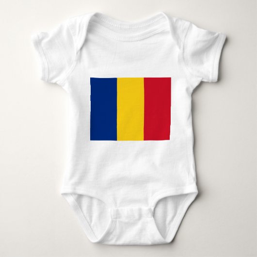 Patriottische baby bodysuit met vlag Roemenië (Voorkant)