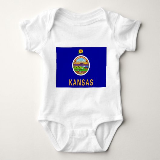 Patriottische baby bodysuit met vlag van Kansas, V (Voorkant)