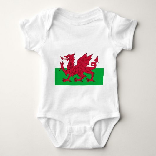 Patriottische baby bodysuit met vlag Wales, Vereni (Voorkant)