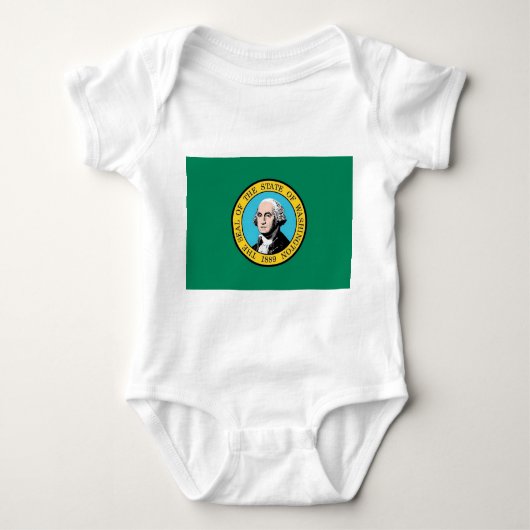 Patriottische baby bodysuit met vlag Washington, V (Voorkant)