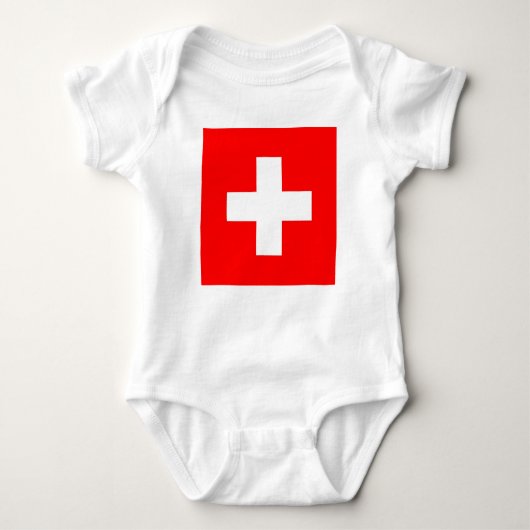 Patriottische baby bodysuit met vlag Zwitserland (Voorkant)