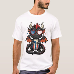 Patriottische Baby Draak Vintage Vector T-Shirt On