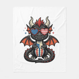 Patriottische Baby Draak Vintage Vector T-shirt On Fleece Deken