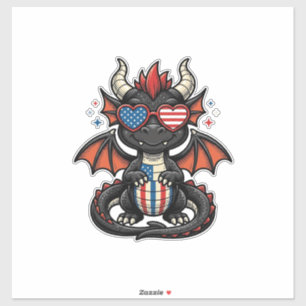 Patriottische Baby Draak Vintage Vector T-shirt On Sticker