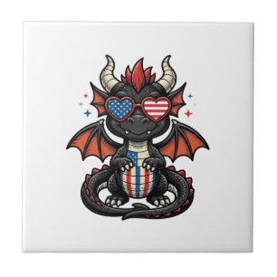 Patriottische Baby Draak Vintage Vector T-shirt On Tegeltje
