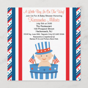 Patriottische Baby in Baby shower Barrel Kaart