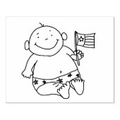 Patriottische Baby met vlag, 4 x 5 inch rubberen s Rubberstempel (Afrduk)