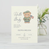 Patriottische baby shower uitnodiging — Rood Wit B (Staand voorkant)