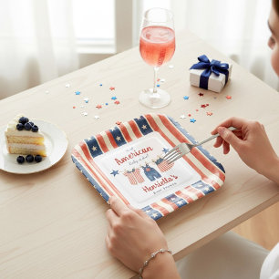 Patriottische baby shower waslijn papieren borden bordje