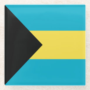 Patriottische Bahamaanse vlag Glazen Onderzetter